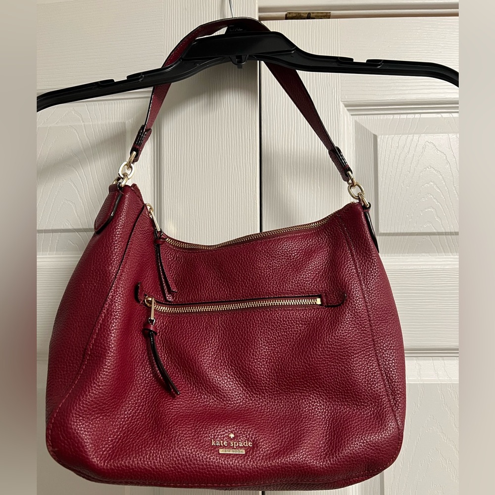 Kate spade Roulette hobo bag burgundy color /short and long shoulder strap